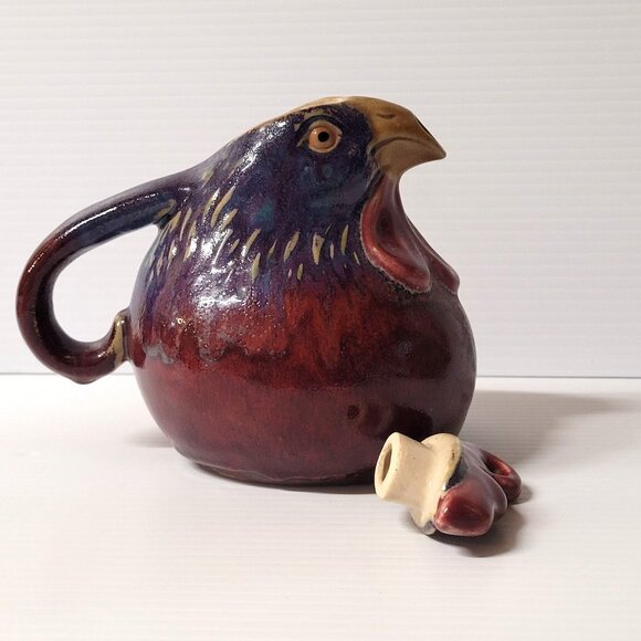 Oriental Accent Inc Pottery Rooster Teapot Vase Hand Painted Decorative Use Only - Picture 6 of 9